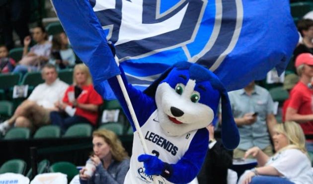 Texas Legends mascot waving team flag